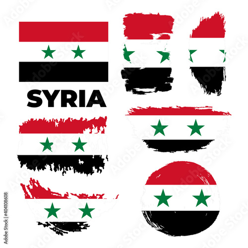 Brush painted grunge flag of Syria country. Independence day of Syria. 