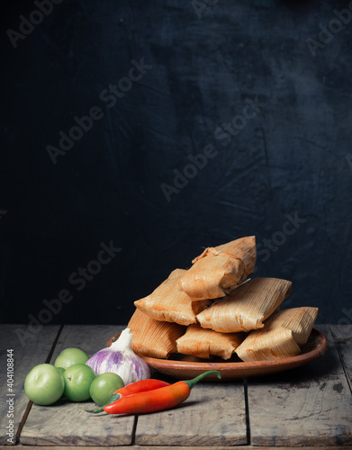 Photos Tasty mexican tamale with chili