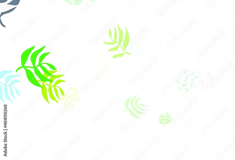 Light Green, Yellow vector doodle template with leaves.