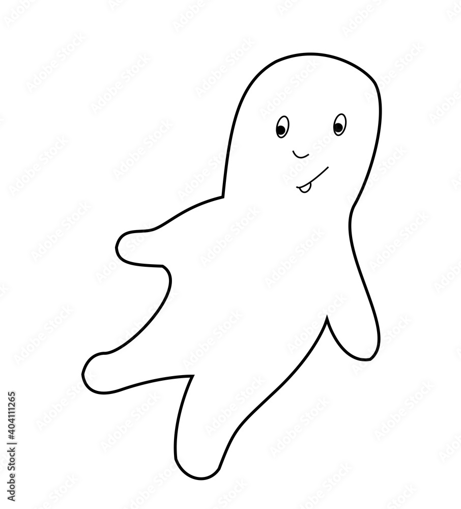 White ghost with legs and arms on a white background White ghost with legs and arms on a white background