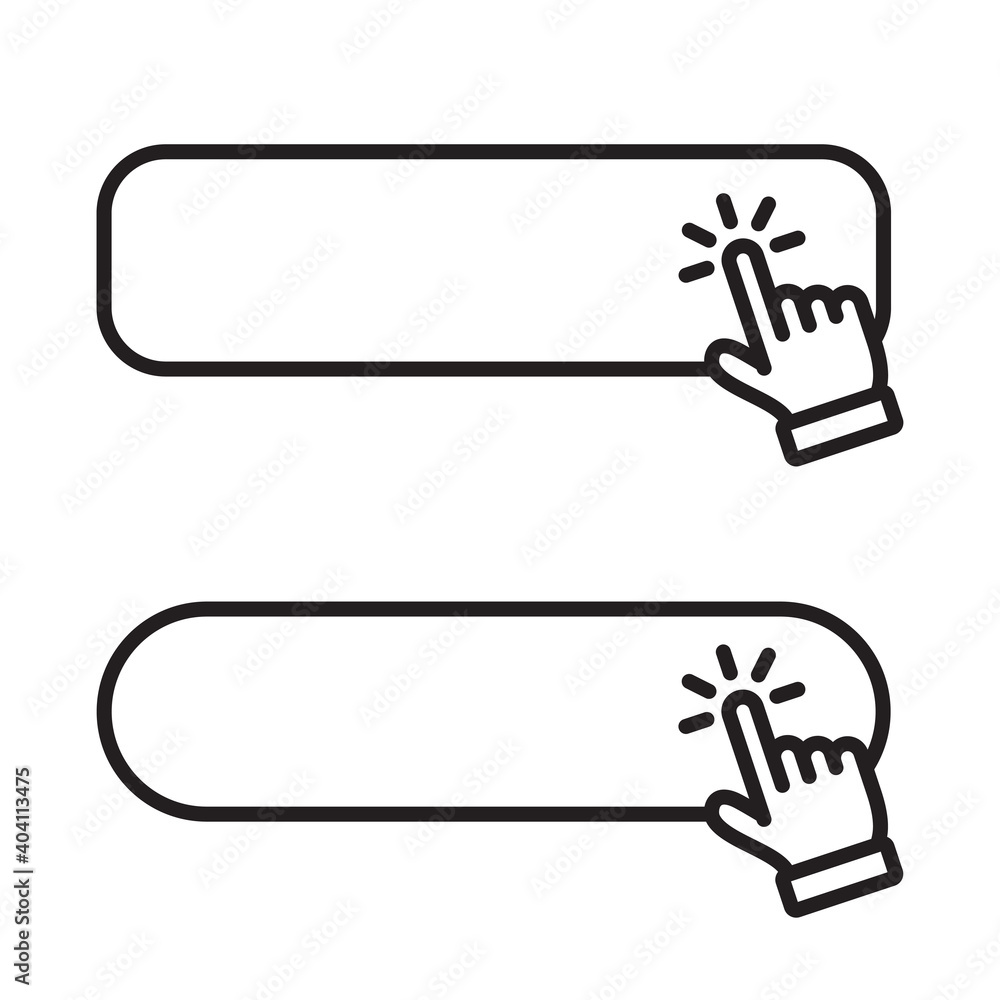 Click blank button with hand pointer clicking icon Click blank button with hand pointer clicking icon