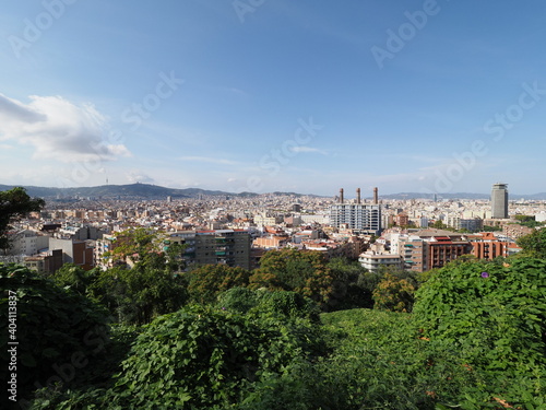 Broad view to european city of Barcelona in Spain