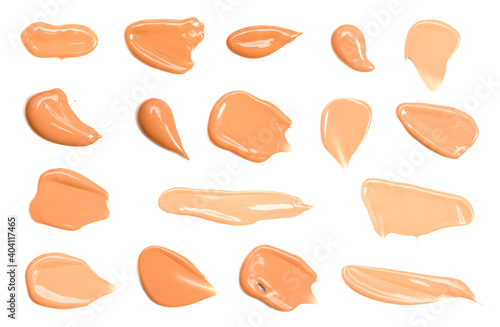 Swatches of Light Toned Liquid Foundation on a White Background