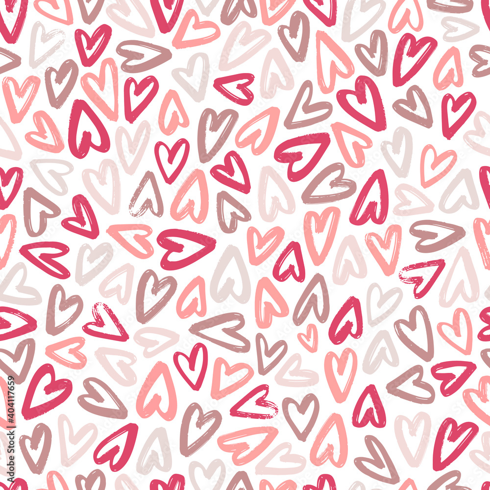 Valentine's day seamless pattern with hand drawn hearts for wrapping paper, packaging, textile prints, wallpaper, scrapbooking, backgrounds, etc. Valentine's day seamless pattern with hand drawn hearts for wrapping paper, packaging, textile prints, wallpaper, scrapbooking, backgrounds, etc.