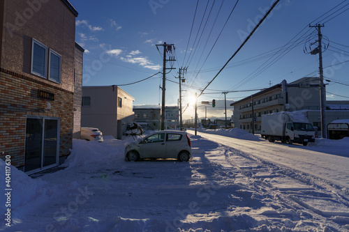 冬の北海道の暮れ © mastercylinder