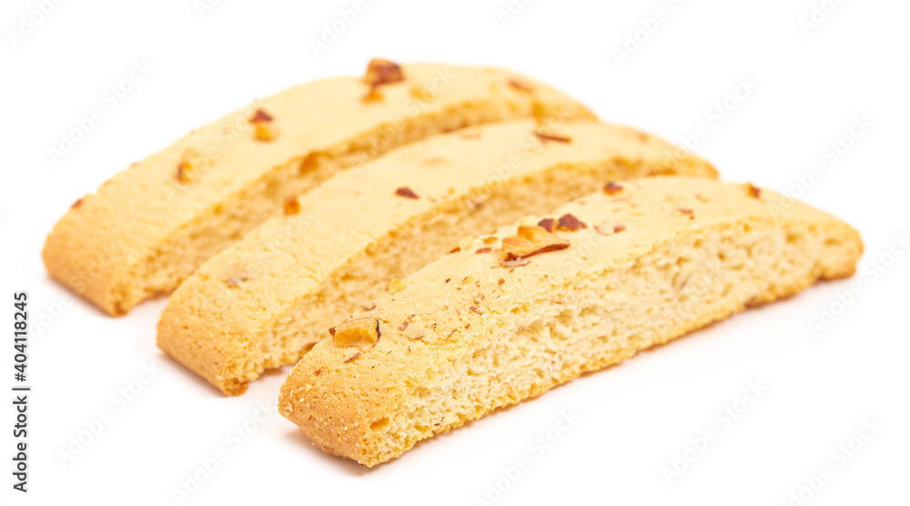 Almond and Walnut Biscotti on a White Background Almond and Walnut Biscotti on a White Background