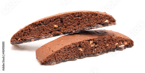 Chocolate and Nut Biscotti Isolated on a White Background