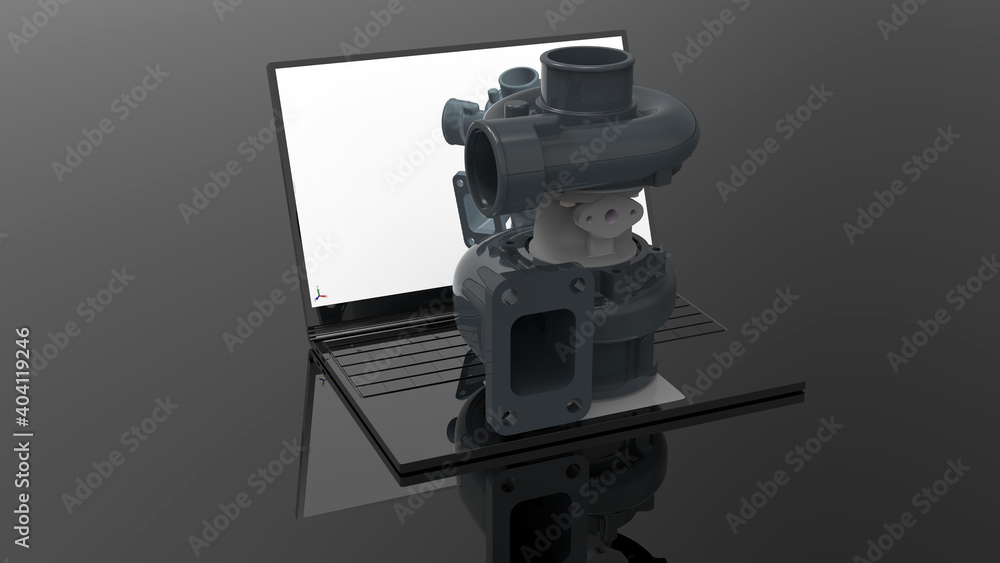 3D rendering - design an industrial turbo charger 3D rendering - design an industrial turbo charger