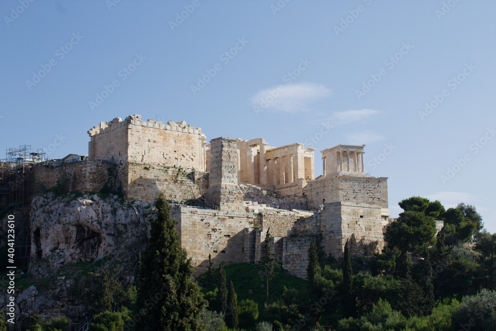 Athens, Greece - January 9 2021: View to the Acropolis of Athens, Greece