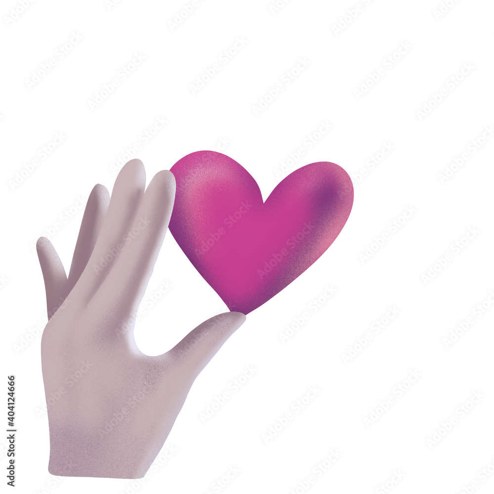 Obraz premium Pink heart in the palm of your hand