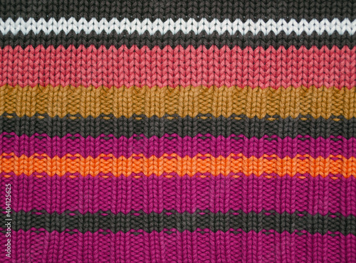 Background with knitted bright colorful sweater pattern. Natural colors.