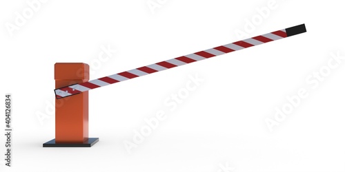 Quadro em tela Open barrier gate isolated on white background. 3d illustration