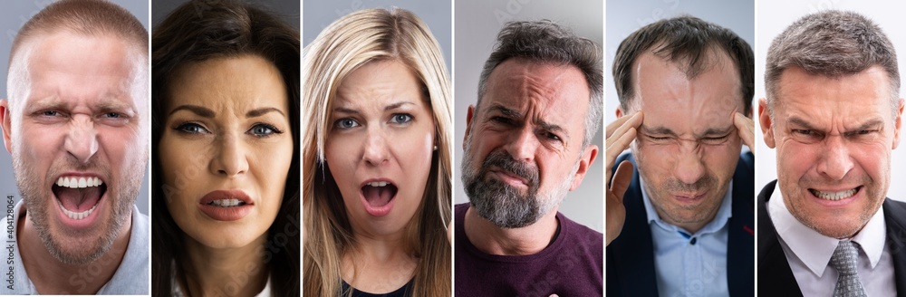 Angry Office Business Worker Face Collage
