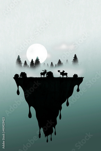 Obraz na płótnie Minimal landscape – Moose Habitat w salonie