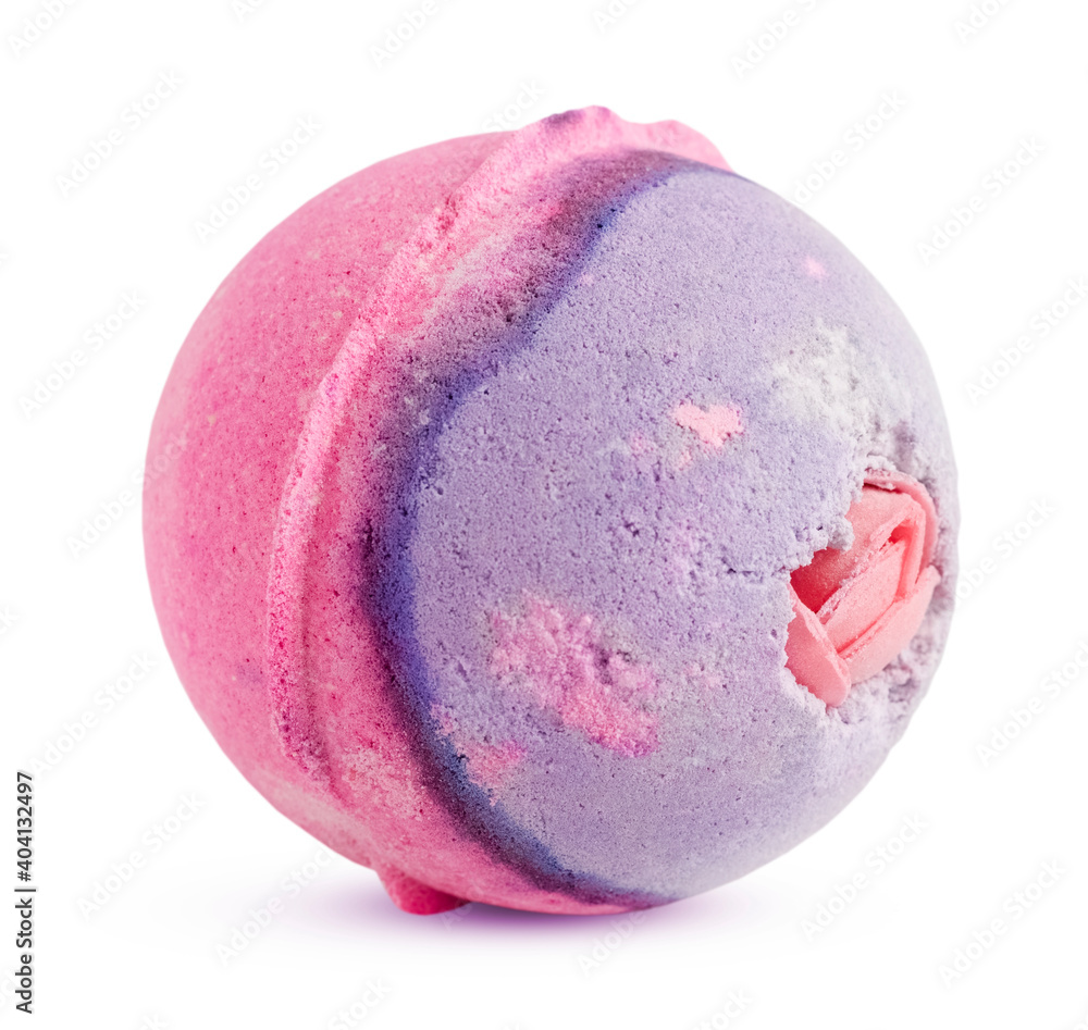 Handmade Colored Round Bath Bomb. Bath salts in the form of a ball. Isolated object Handmade Colored Round Bath Bomb. Bath salts in the form of a ball. Isolated object