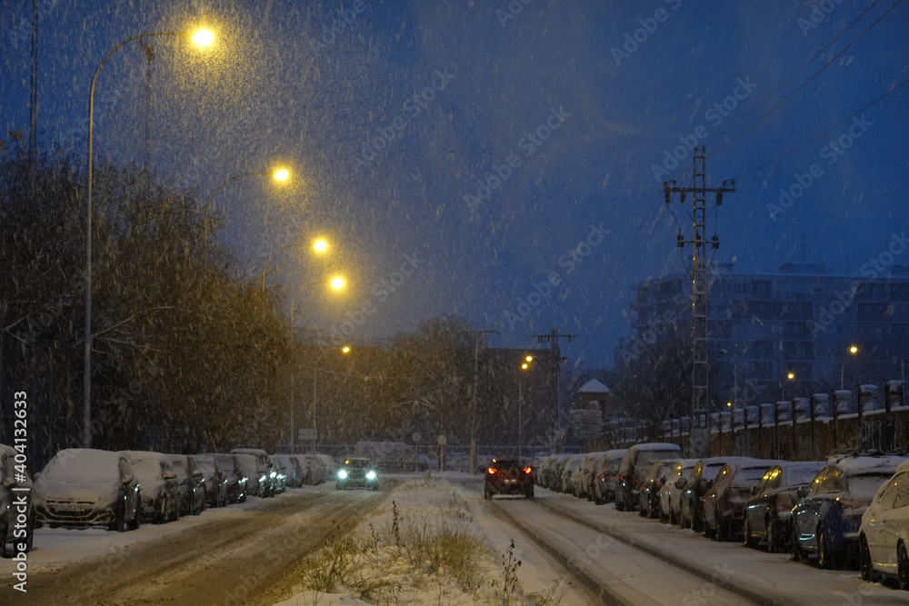 The storm Filomena leaves a historical snowfall in the streets of the Las Águilas neighborhood in Madrid. Spain The storm Filomena leaves a historical snowfall in the streets of the Las Águilas neighborhood in Madrid. Spain