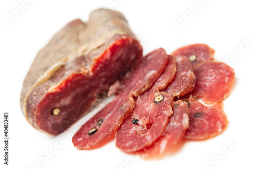 Soppresata, tipico salume di carne di maiale con spezie tipico del sud Italia 
