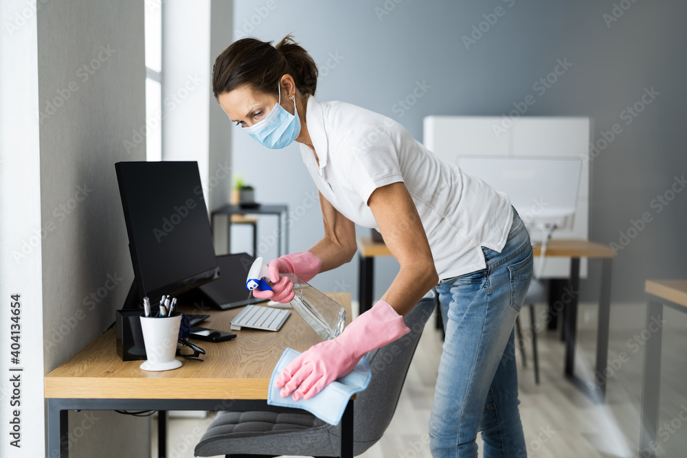 Office Desk Cleaning Service. Professional Janitor