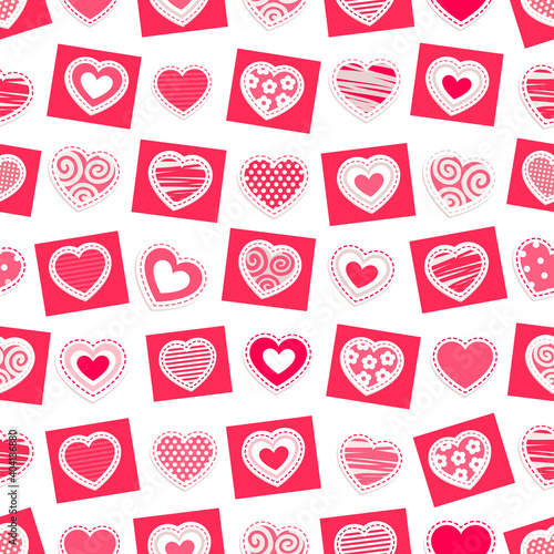 bright pink hearts Seamless background