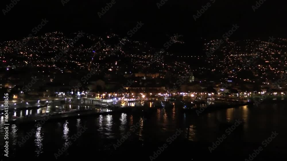 Madeira port, zoom out, shot from the ship Madeira port, zoom out, shot from the ship