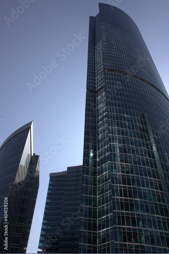 View of skyscrapers in Moscow city from the ground.
