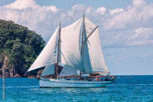 Vintage topsail schooner in New Zealand © amelie