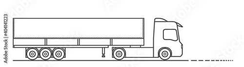 Cargo truck driving along the road. Delivery of goods. Simple drawing. Vector...
