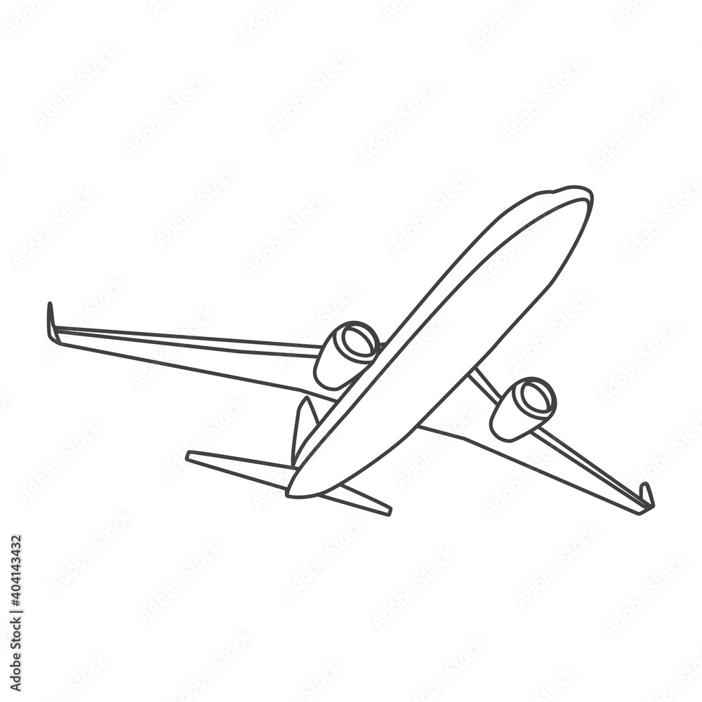 Air Cargo flies across the sky. Delivery of goods. Simple drawing. Tourist plane. Vector illustration on white background. EPS10 Air Cargo flies across the sky. Delivery of goods. Simple drawing. Tourist plane. Vector illustration on white background. EPS10