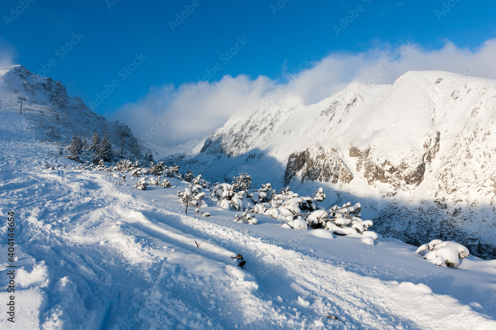 ski trail in winter resort in Slovakia