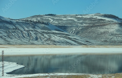 Frozen water in Curecanti National Recreation Area in Colorado.