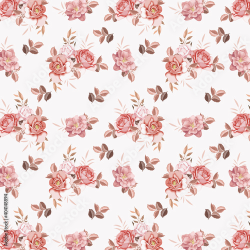 Beautiful seamless pattern beautiful flower and leaves Premium Vector © MARIANURINCE