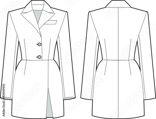 Women's Designer Jackets Dress. Fashion vector sketch