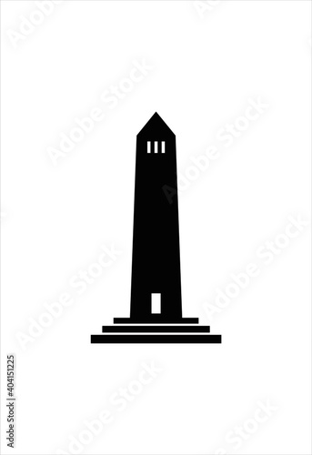 Washington monument. Isolated icon vector illustration. Black silhouette.