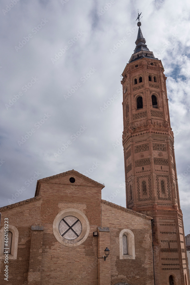 Vertical shot of San Andres church in Calatayud, Zaragoza, Aragon, Spain