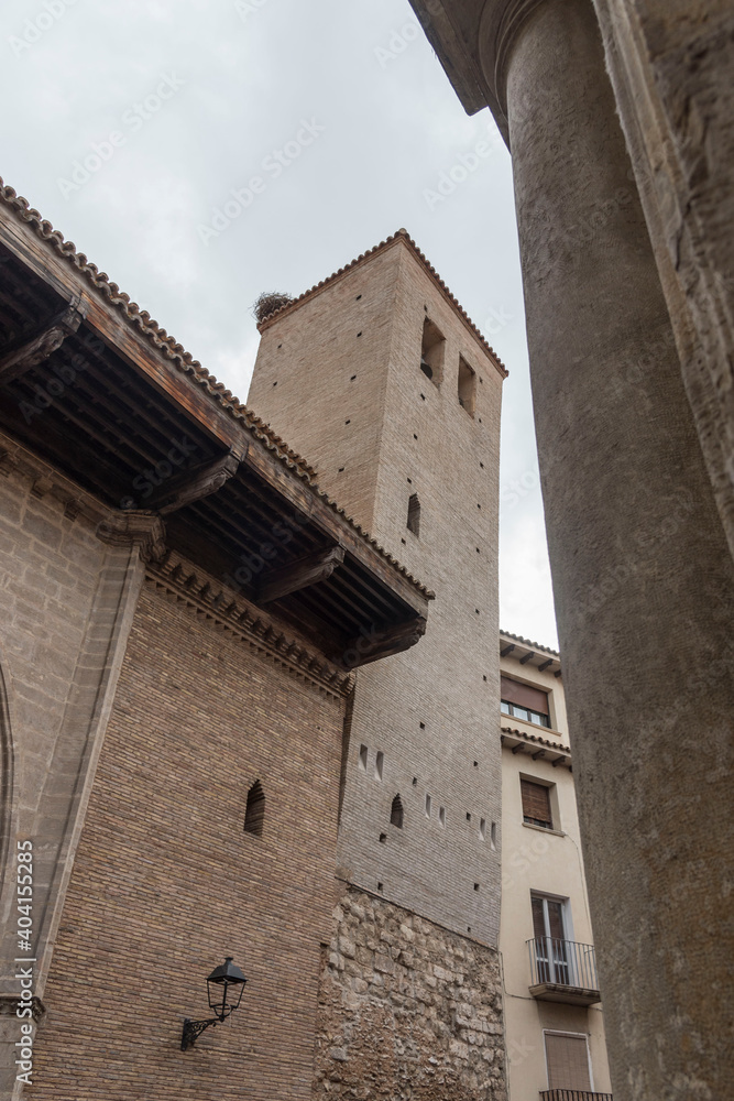 Vertical shot of the buildings of Calatayud, Zaragoza, Aragon, Spain
