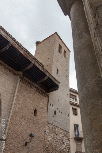 Vertical shot of the buildings of Calatayud  Zaragoza  Aragon  Spain