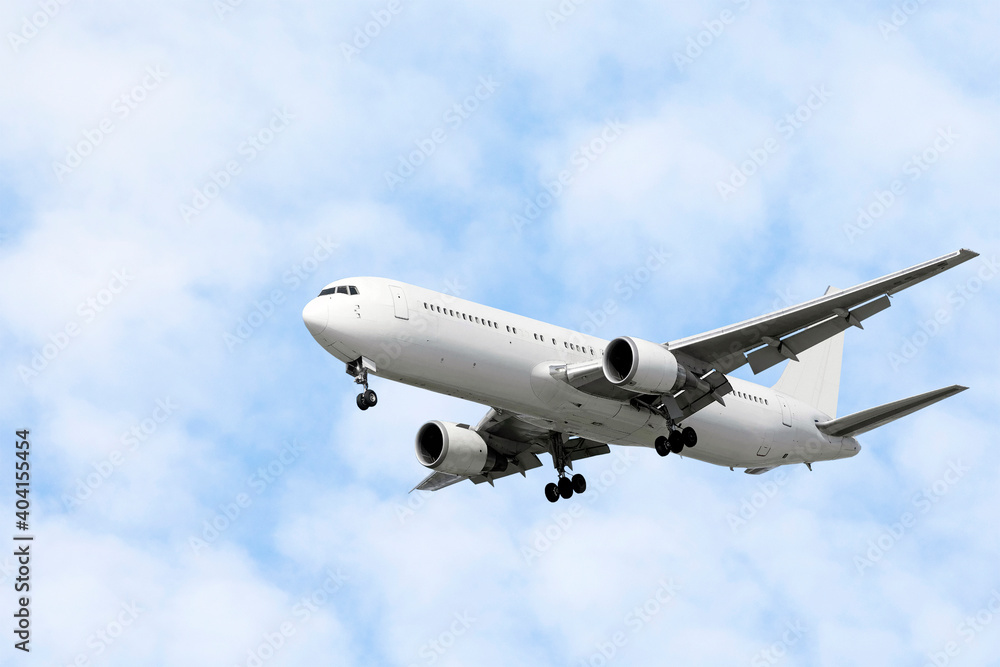 Fototapeta premium Travel by airliner. An airliner is a type of aircraft for transporting passengers and air cargo. Such aircraft are most often operated by airlines.