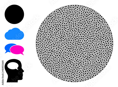 Vector circle icon covid-2019 mosaic. Circle mosaic is composed of small covid infection elements. Collage is constructed for medicare purposes.
