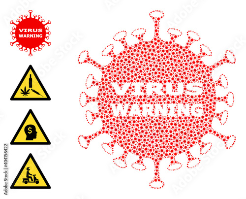 Vector danger virus icon covid-2019 composition. Danger virus mosaic is made of small covid infection parts. Image is designed for medicare wallpapers.