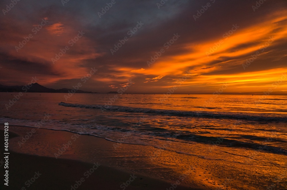 Colorful sunrise in the Mediterranean. Background.
