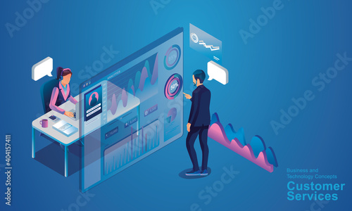 Technical support concept. The idea of customer service. Women support clients and help them with problems. Providing customers with valuable information. Flat vector illustration