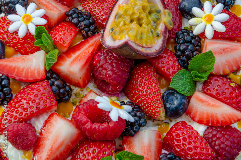 Obraz premium Meringue cake. Vegetarian cake. Low fat dessert.