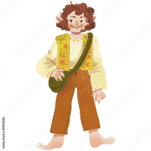 Obraz na plátně Happy hobbit with bag