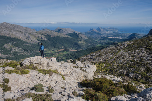 descent to the Puig de Ca pass, Escorca, Mallorca, Balearic Islands, Spain photo