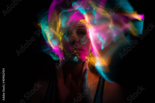 light painting portrait  new art direction  long exposure photo without photoshop  light drawing at long exposure  