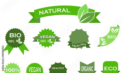 Set of food vegan environmental signs