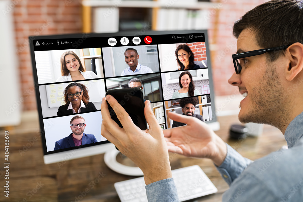 Fototapeta premium Corporate Team Building Activity Using Video Conferencing