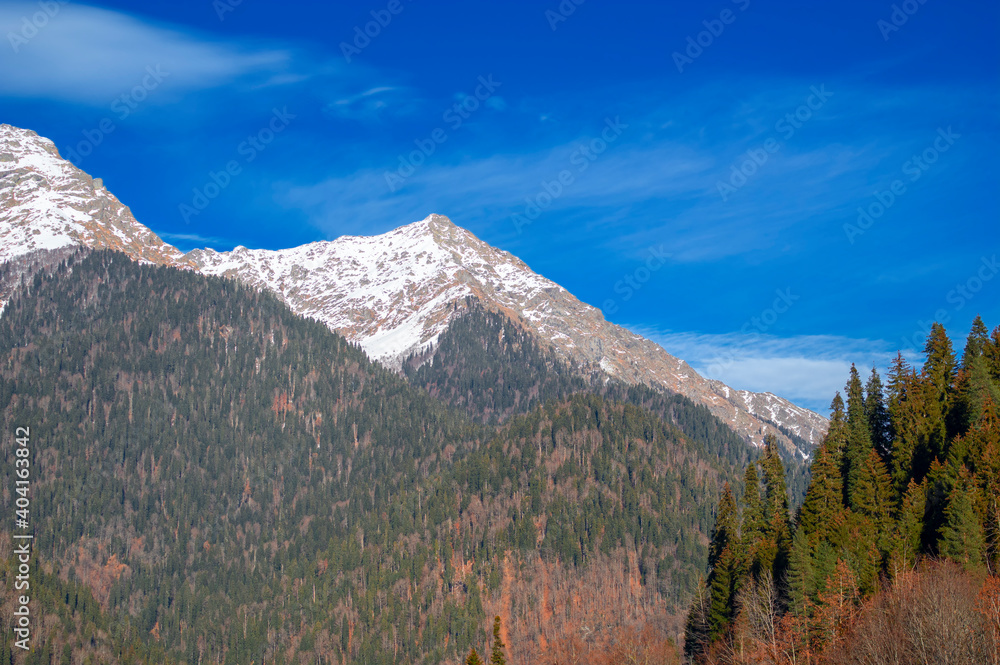 Mountain landscape. Mountain landscape in abstract style on light background.