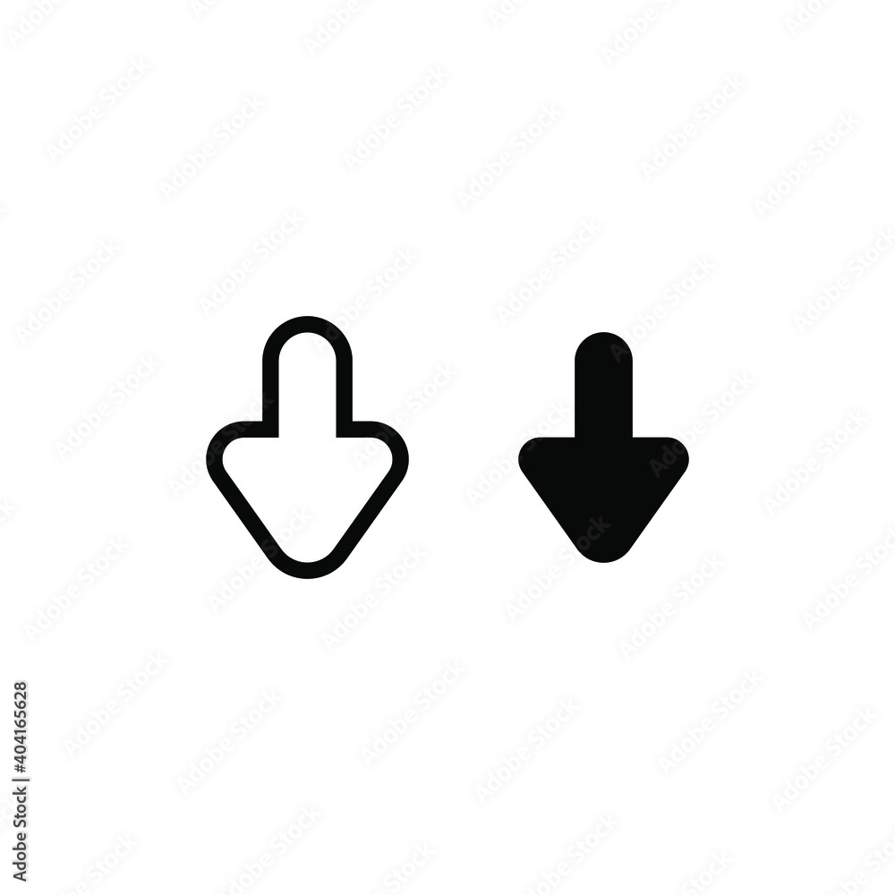 Down arrow icon. Line and glyph style for web template and app. Vector illustration design on white background. EPS 10 Down arrow icon. Line and glyph style for web template and app. Vector illustration design on white background. EPS 10