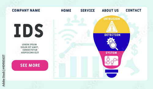 Vector website design template . IDS - Intrusion Detection System acronym. business concept background. illustration for website banner, marketing materials, business presentation, online advertising.